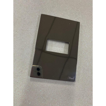 Placa p/ 1 modulo Horizontal 4x2 - Recta Espelhada Fume Placa p/ 1 modulo Horizontal 4x2 - Recta Espelhada Fume